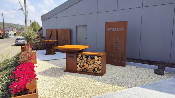 Barbecue Stemat En Acier Corten 80cmx80cm Avec Range Buche - Image 3