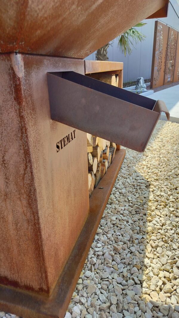 Barbecue Stemat En Acier Corten 80cmx80cm Avec Range Buche - Image 4